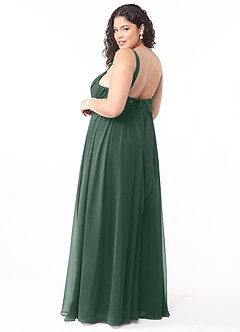 Azazie Aziza Bridesmaid Dresses Sea Moss A-Line V-Neck Pleated Chiffon Dress image10