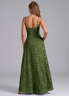Azazie Stasy Bridesmaid Dresses Olive A-Line Sweetheart Neckline Floral Burnout Dress image2