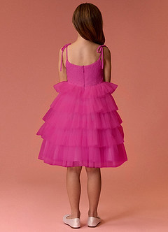Barbie ♥ Azazie Vendita Finale Abito A-Line in Tulle Cinturino Spaghetti Fucsia image8