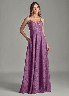 Azazie Amani Bridesmaid Dresses Wisteria A-Line Pleated Floral Burnout Dress image3