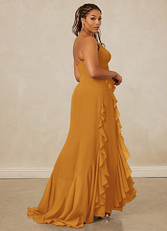 Christian Siriano Bridal for Azazie 1006 Bridesmaid Dresses Butterscotch Mermaid Ruched Chiffon Dress image9