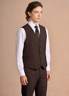 front James Ganache Structured Stretch Suit Vest