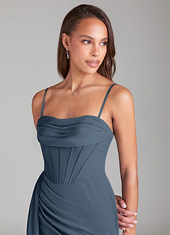 Azazie Amyra Bridesmaid Dresses Neptune Sheath Off the Shoulder Chiffon Convertible Dress image2