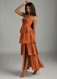 Azazie Kaiden Bridesmaid Dresses Cinnamon A-Line Sweetheart Neckline Chiffon Dress image4