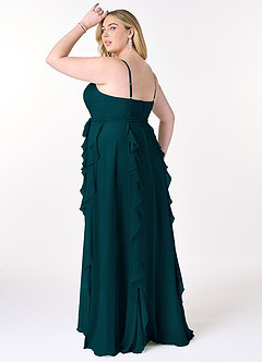 Azazie Peyton Bridesmaid Dresses Pine A-Line Ruched Chiffon Dress image10