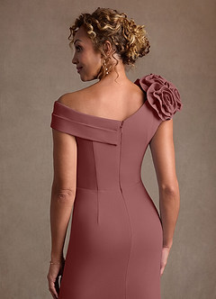 Azazie Gwynne Mère de la mariée Robes Robe Sirène en Crêpe Élastique Épaule décolletée Rose Du Désert image8