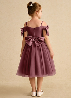 Azazie Amie Flower Girl Dresses Desert Rose A-Line Off the Shoulder Matte Satin Dress image2