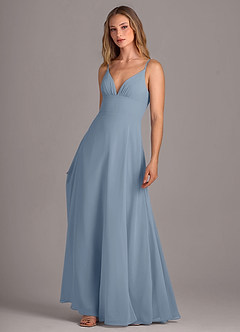 Azazie Amina Final Sale Dusty Blue A-Line Chiffon Dress image3