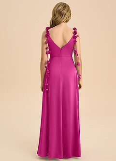 Azazie Gumdrop Junior Robe Empire en Satin extensible Plissée Fuchsia image7