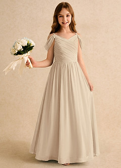 Azazie Chelo Girls Formal Flower Girl Klänningar Klä A-Linje i Chiffong Plisserad image1