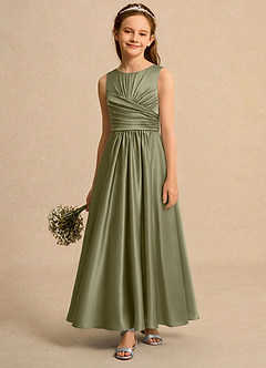 Azazie Ducky Girls Formal Flower Girl Klänningar Klänning A-Line i Stretch Satin Plisserad image4