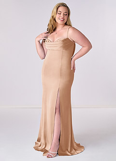 Barbie ♥ Azazie Abiti da Damigella Abito Sirena in Raso Elasticizzato Corsetto Rosa Inglese image9