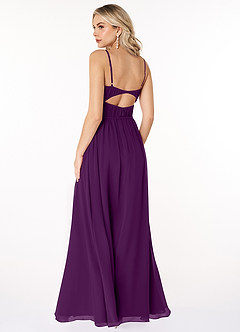 Azazie Yanelie Bridesmaid Dresses Grape A-Line Scoop Pleated Chiffon Dress image7