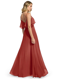 Azazie Jean Vestidos de damas de honor Vestido de Terracota de Gasa de Corte en A Convertible image2