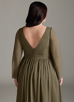 Azazie Teton Gravid brudtärna klänningar Klänning A-Line Långärmad Golvlängd Chiffong image13