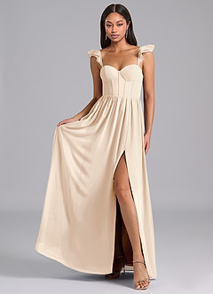 Azazie Denisse Bridesmaid Dresses White Alabaster A-Line Ruched Chiffon Dress image4