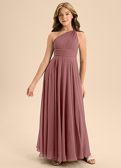 Azazie Charlize Junior Desert Rose A-Line Pleated Chiffon Dress image3