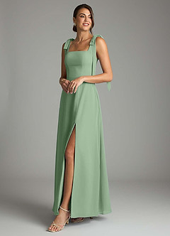 Azazie Debra Bridesmaid Dresses Matcha A-Line with Pockets Chiffon Convertible Dress image8