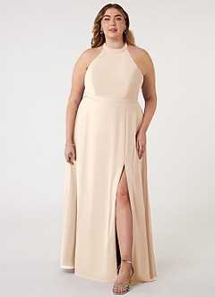Azazie Clarice Bridesmaid Dresses White Alabaster A-Line Halter Chiffon Dress image8