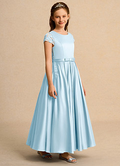 Azazie Bunny Junior Formal vestidos de niña de las flores Vestido de Azul Cielo de Encaje de Princesa image5