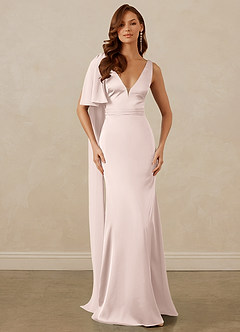 Christian Siriano Bridal for Azazie 1011 Robes de demoiselle d'honneur Robe Sirène en Satin extensible Arc Rose Pâle image1
