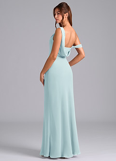 Azazie Madelyn 신부 들러리 드레스 인어 한쪽 어깨 쉬폰 바닥 길이 드레스 image6