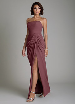 Azazie Nyra Bridesmaid Dresses Sangria Sheath Corset Chiffon Dress image6