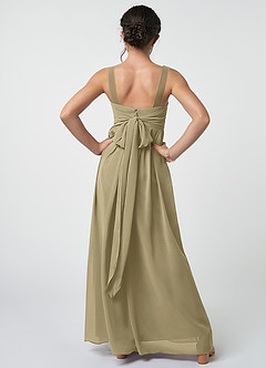 Azazie Kora Junior Moss Green A-Line Pleated Chiffon Dress image2