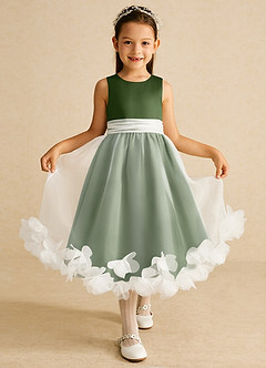 Azazie Stardust Flower Girl Klänningar Klänning A-Linje i Organza Ärmlös image1