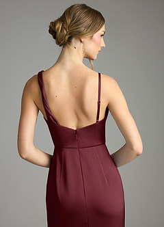 Azazie Samara Robes de demoiselle d'honneur Robe Sirène en Satin extensible Plissée Cabernet image6