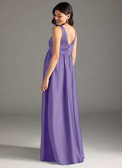 Azazie Yetta Maternity Bridesmaid Dresses A-Line Pleated Stretch Satin Floor-Length Dress image3