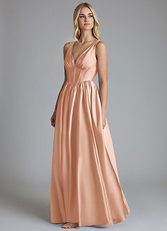 Azazie Delmie Brudtärnklänningar Klä av A-Linje i Stretch Satin Korsett Roséguld image4