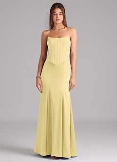 Azazie Ximena Bridesmaid Dresses Lemon Sorbet Mermaid Corset Stretch Satin Convertible Dress image3