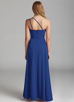 Azazie Maron Junior Royal Blue A-Line Pleated Stretch Satin Dress image4