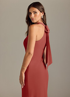 Azazie Doretta Bridesmaid Dresses Terracotta Mermaid Pleated Chiffon Dress image6
