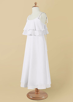 Azazie Temi Flower Girl Dresses White A-Line Spaghetti Strap Chiffon Dress image17