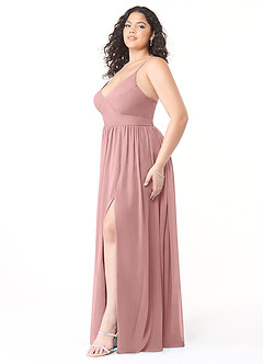 Azazie Aaida Bridesmaid Dresses Dusty Rose A-Line Corset Chiffon Dress image9