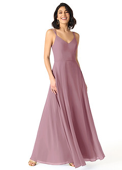Azazie Janine Bridesmaid Dresses Vintage Mauve A-Line V-Neck Chiffon Dress image1