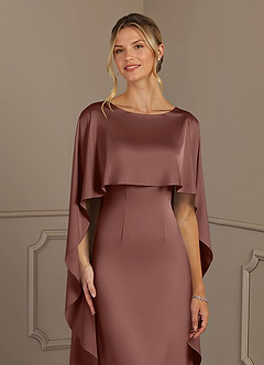 Azazie Eli vestidos de madre de la novia Vestido de Expresado de Satén Elástico de Corte Recto con Cuello de barco image5