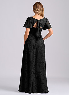 Azazie Kimber Jurken voor bruidsmeisjes Jurk van Bloemen Burn-out met A-Lijn met Zakken Zwart image8