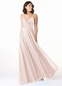 Azazie Sonya Bridesmaid Dresses A-Line V-Neck Lace Lace Floor-Length Dress image2