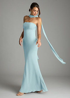 Azazie Saylor Bridesmaid Dresses Sea Glass Mermaid Strapless Chiffon Dress image8