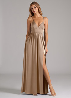 Azazie Aaida Brautjungfernkleider A-Linie Korsett Stretch-Satin Kleid Taupe image5
