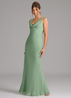 Azazie Rylina Bridesmaid Dresses Matcha Mermaid Pleated Chiffon Dress image4