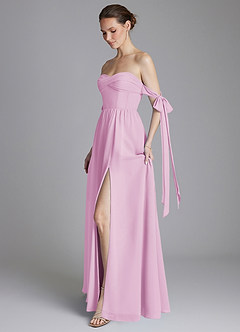 Azazie Ayanna Bridesmaid Dresses Candy Pink A-Line Off the Shoulder Chiffon Dress image7