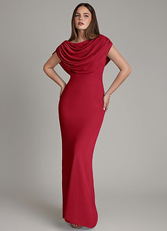 Azazie Hadley Bridesmaid Dresses Scarlet Mermaid Pleated Chiffon Dress image10
