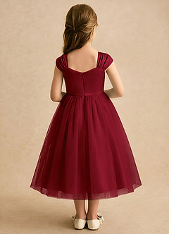 Azazie Yosemite Flower Girl Dresses Burgundy Ball-Gown Sweetheart Neckline Tulle Dress image2