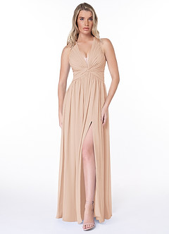 Azazie Jaclyn Bridesmaid Dresses English Rose A-Line Pleated Chiffon Dress image1