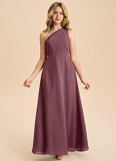 Azazie Phaedra Junior Robe Trapèze en Mousseline de soie Plissée Sangria image7