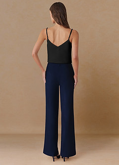 front Marina Blue Refined Weave Straight-Leg Pants